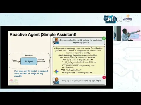 A slide from Karthik Vaidhyanathan's presentation about agentic AI in radiology